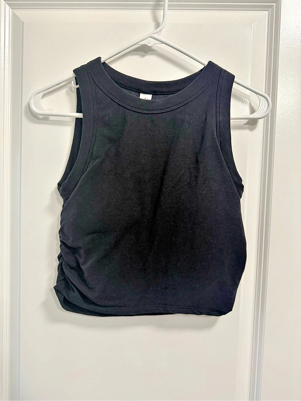 alo Ruched Black Tank Top Size Medium Like New